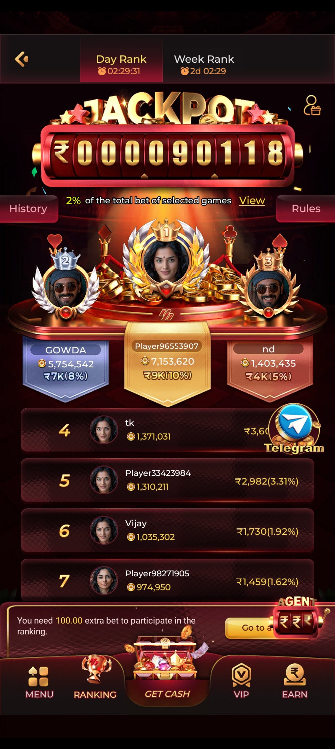 IS7 Game jackpot leaderboard and rankings