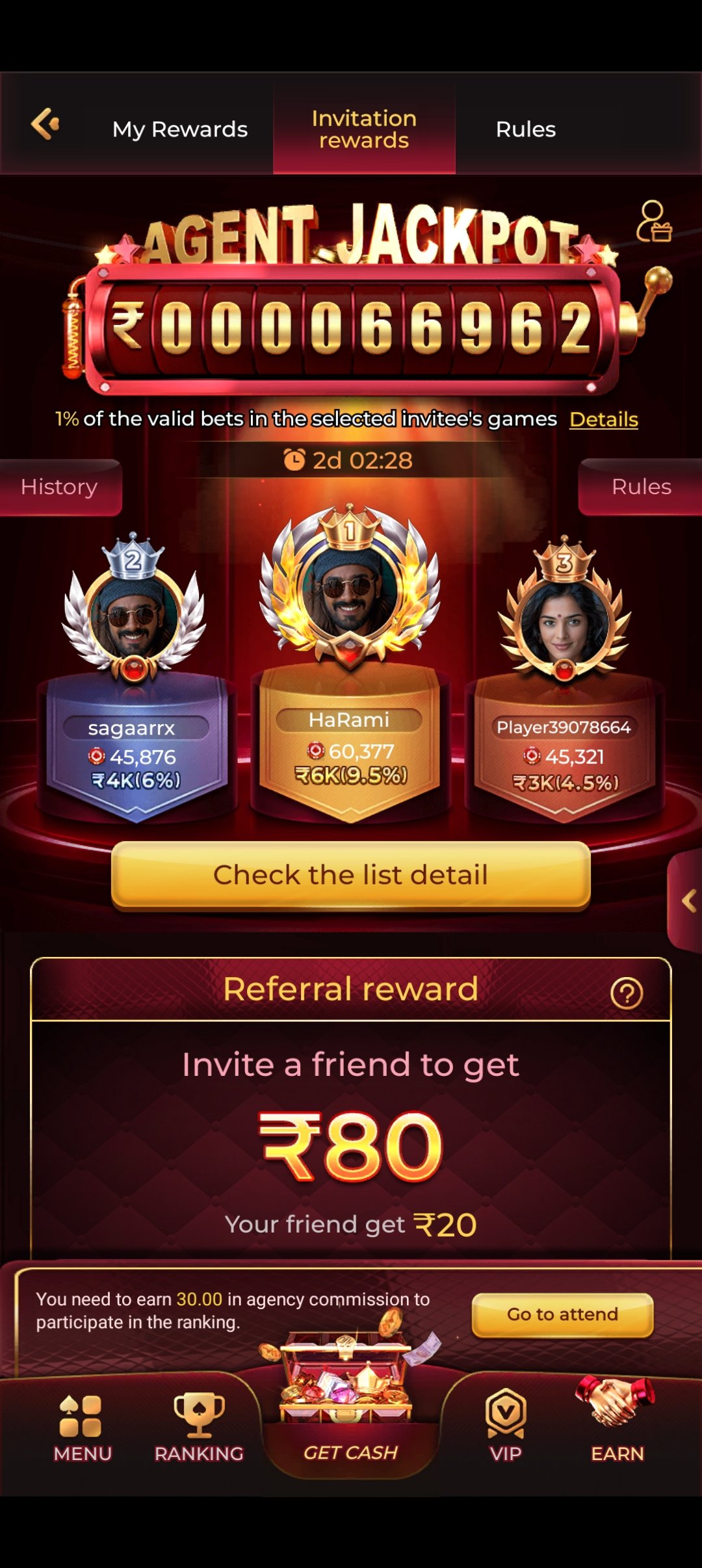 IS7 Game agent jackpot and invitation rewards